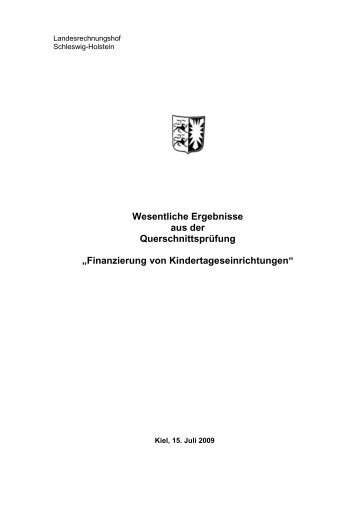 Finanzierung von Kindertageseinrichtungen - Landesrechnungshof ...