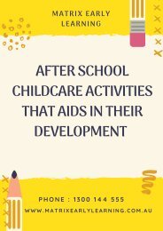 After School Childcare Activities That Aids in Their Development