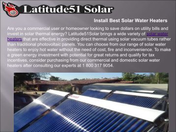 Install Best Solar Water Heaters