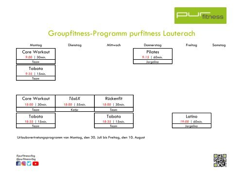 Kursplan purfitness Lauterach #8 2018