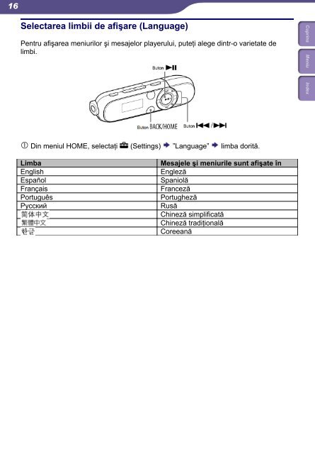 Sony NWZ-B143 - NWZ-B143 Istruzioni per l'uso Rumeno