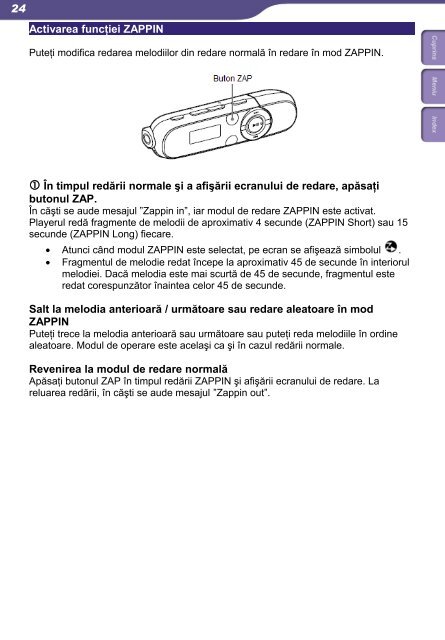 Sony NWZ-B143 - NWZ-B143 Istruzioni per l'uso Rumeno