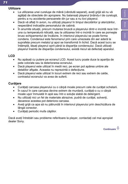 Sony NWZ-B143 - NWZ-B143 Istruzioni per l'uso Rumeno