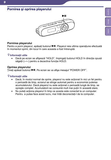 Sony NWZ-B143 - NWZ-B143 Istruzioni per l'uso Rumeno