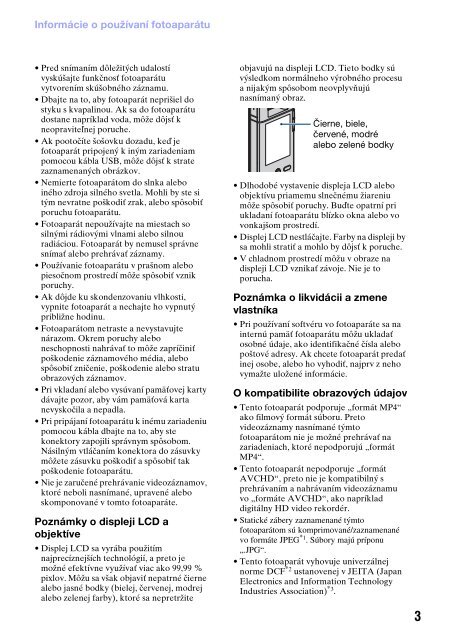 Sony MHS-PM5 - MHS-PM5 Consignes d&rsquo;utilisation Slovaque