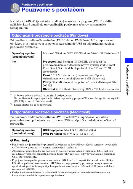 Sony MHS-PM5 - MHS-PM5 Consignes d&rsquo;utilisation Slovaque