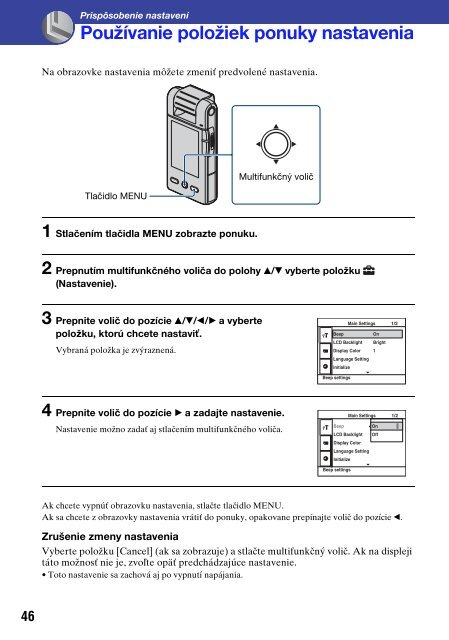 Sony MHS-PM5 - MHS-PM5 Consignes d&rsquo;utilisation Slovaque