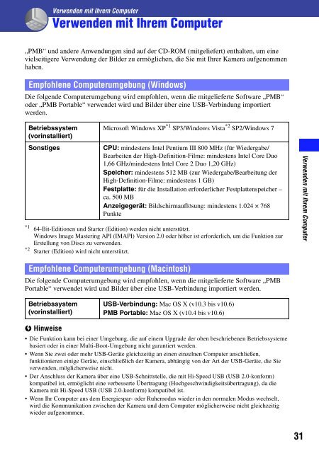 Sony MHS-PM5 - MHS-PM5 Consignes d&rsquo;utilisation Allemand