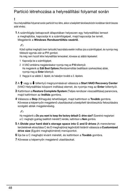 Sony VGN-NW2MTF - VGN-NW2MTF Guide de d&eacute;pannage Hongrois