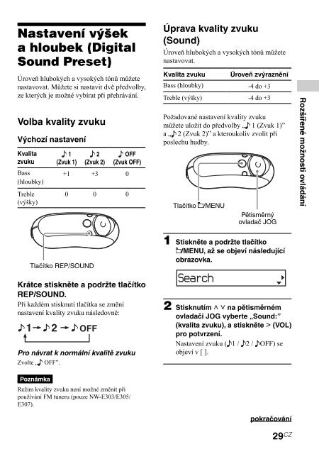 Sony NW-E305 - NW-E305 Istruzioni per l'uso Ceco