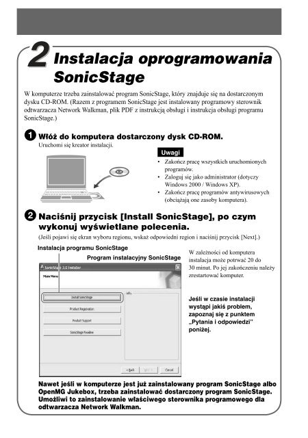 Sony NW-E305 - NW-E305 Istruzioni per l'uso Polacco