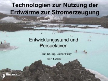 Technologien zur Nutzung der Erdwärme zur Stromerzeugung