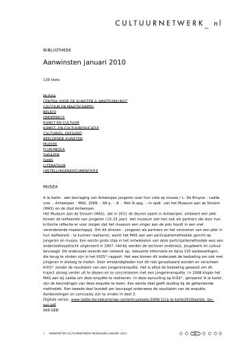Aanwinsten januari 2010 - Cultuurnetwerk.nl