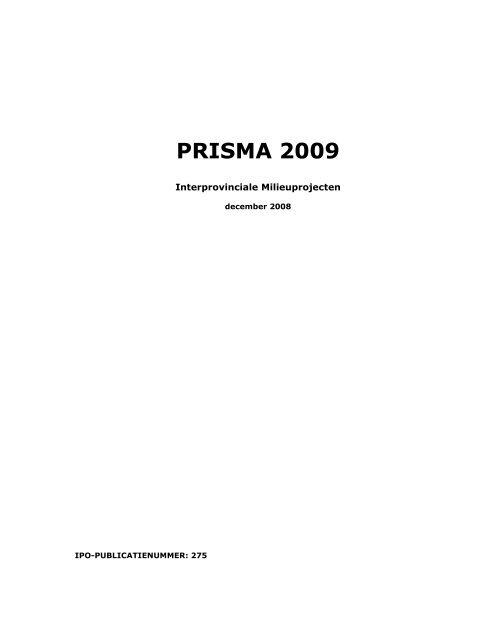 PRISMA 2009 (publicatienummer 275) - Interprovinciaal Overleg