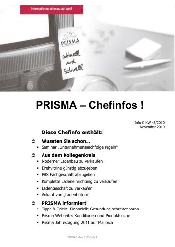 PRISMA – Chefinfos ! - Prisma Fachhandels AG