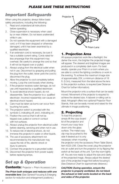 Prism Projector User's Guide - Artograph