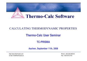 Thermo-Calc Software Models - RWTH Aachen University