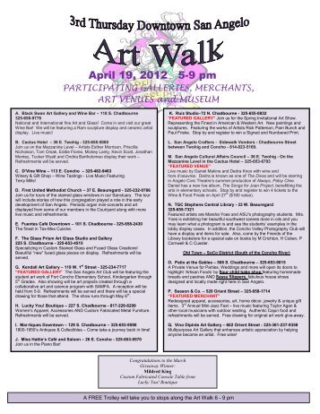 Download the Art Walk Map at - Downtown San Angelo