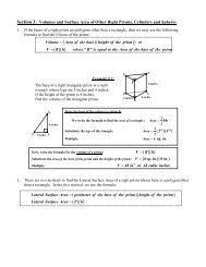 Section 3: Volumes and Surface Area of Other ... - Willets Geometry