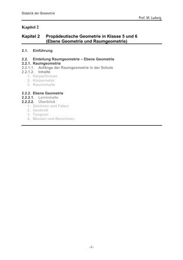 Kapitel 2 Kapitel 2 Propädeutische Geometrie in Klasse 5 und 6 ...