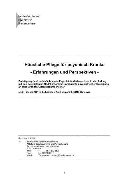 Häusliche Pflege für psychisch Kranke - Landesfachbeirat ...