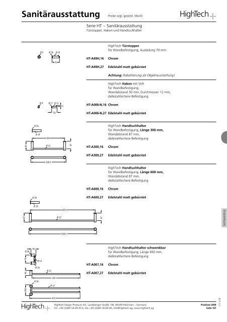 Waschtische - HighTech Design Products AG