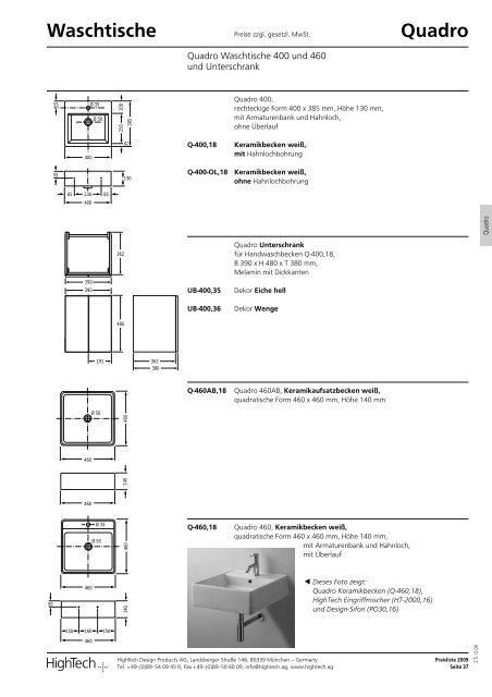 Waschtische - HighTech Design Products AG