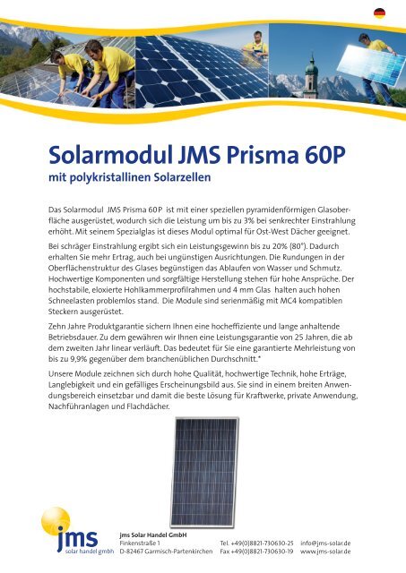 Solarmodul JMS Prisma 60P - jms Solar Handel GmbH