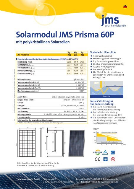 Solarmodul JMS Prisma 60P - jms Solar Handel GmbH