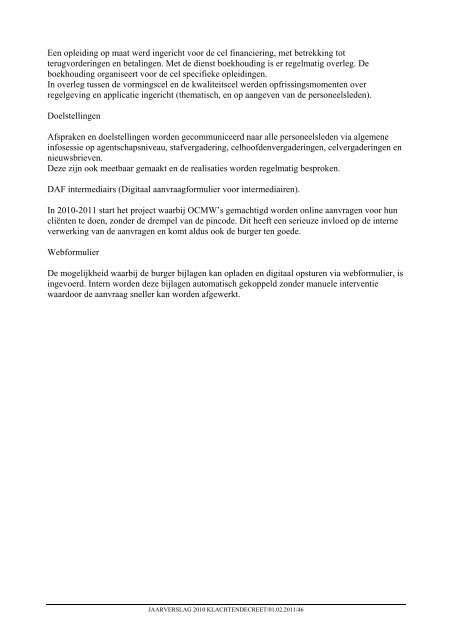 Rapporten Eerstelijnsklachtenbehandeling 2010 - Vlaamse ...