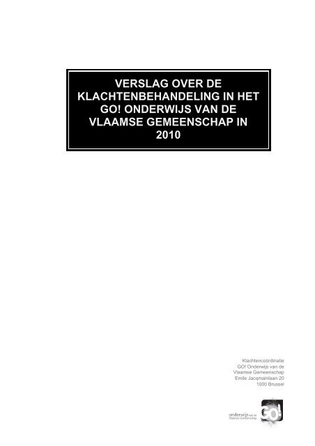 Rapporten Eerstelijnsklachtenbehandeling 2010 - Vlaamse ...