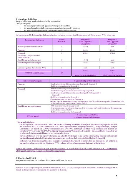 Rapporten Eerstelijnsklachtenbehandeling 2010 - Vlaamse ...