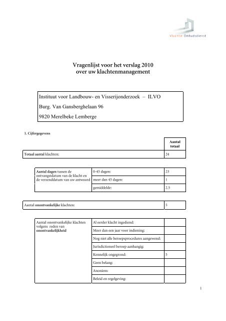 Rapporten Eerstelijnsklachtenbehandeling 2010 - Vlaamse ...