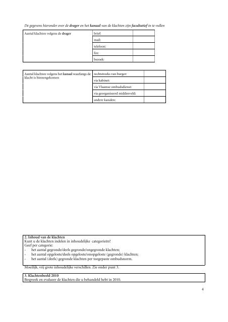 Rapporten Eerstelijnsklachtenbehandeling 2010 - Vlaamse ...