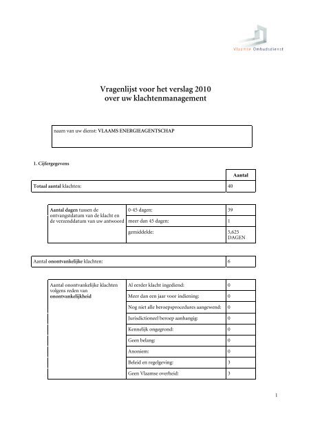 Rapporten Eerstelijnsklachtenbehandeling 2010 - Vlaamse ...