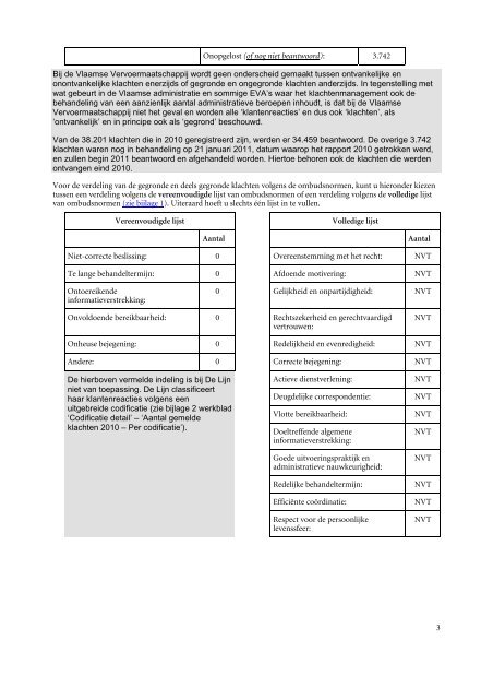 Rapporten Eerstelijnsklachtenbehandeling 2010 - Vlaamse ...