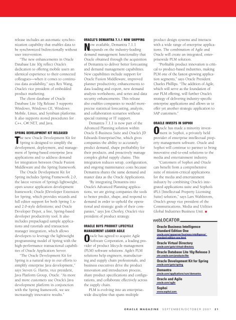 Oracle Magazine - September/October 2007 - Marcelo Machado
