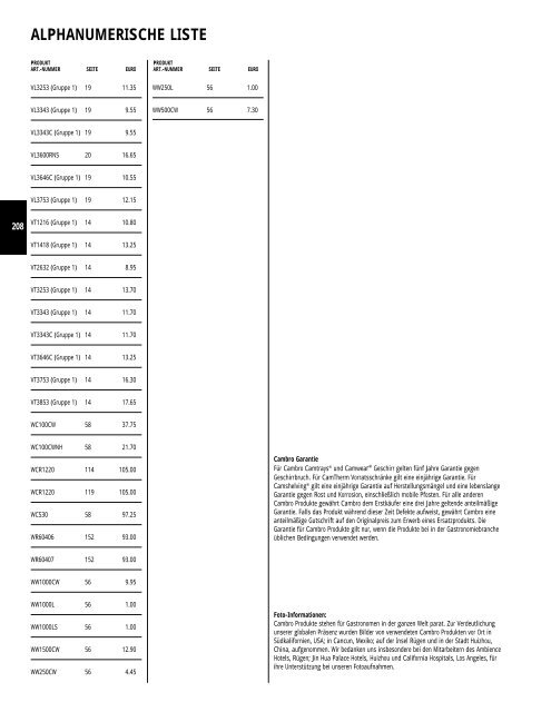 Cambro Katalog 2008