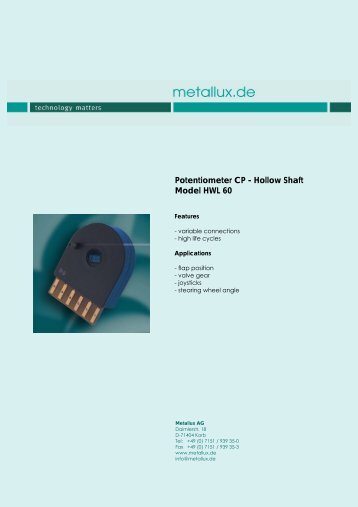 Potentiometer CP - Hollow Shaft Model HWL 60 - HLM Elektronik