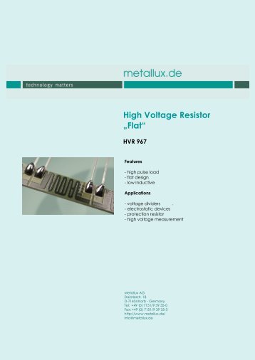 High Voltage Resistor "Flat" HVR 967 - HLM Elektronik