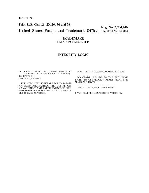 United States Patent and Trademark Office