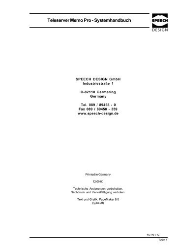 Teleserver Memo Pro - Systemhandbuch - LIPINSKI TELEKOM GmbH