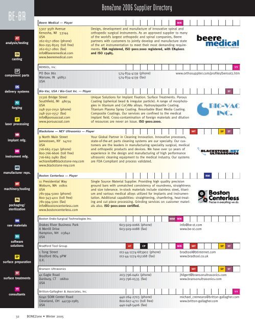 The 2006 Supplier Directory - Orthoworld