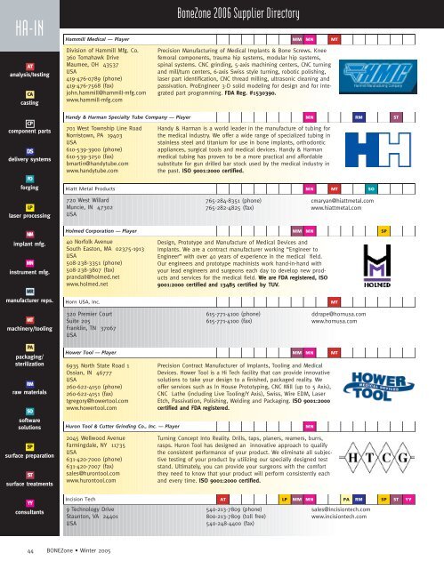 The 2006 Supplier Directory - Orthoworld