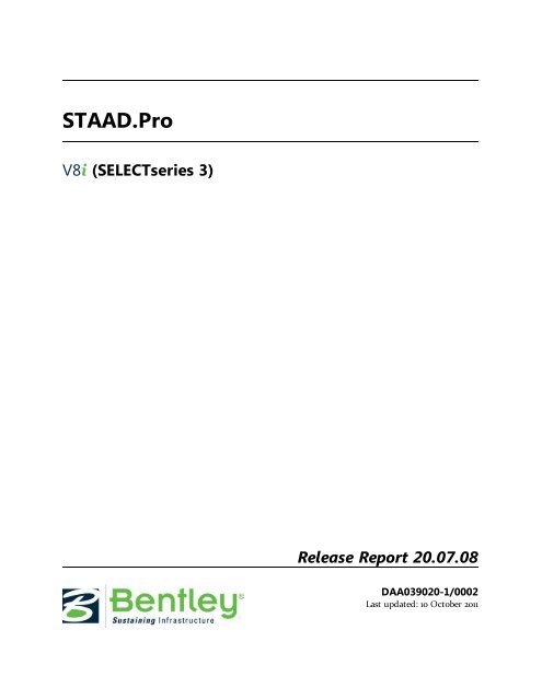 STAAD.Pro V8i (SELECTseries 2) Release Report - FTP - Bentley