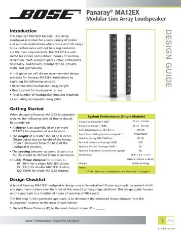 Design Guide for Panaray MA12EX Modular Line Array ... - Bose