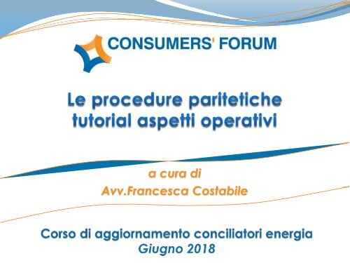 Le procedure paritetiche - tutorial aspetti operativi (Costabile)