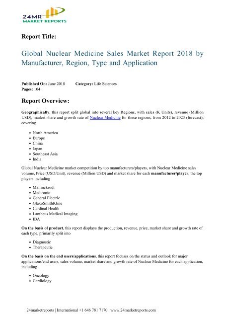 global-nuclear-medicine-sales-market-report-2018-by-manufacturer-region-type-and-application-24marketreports
