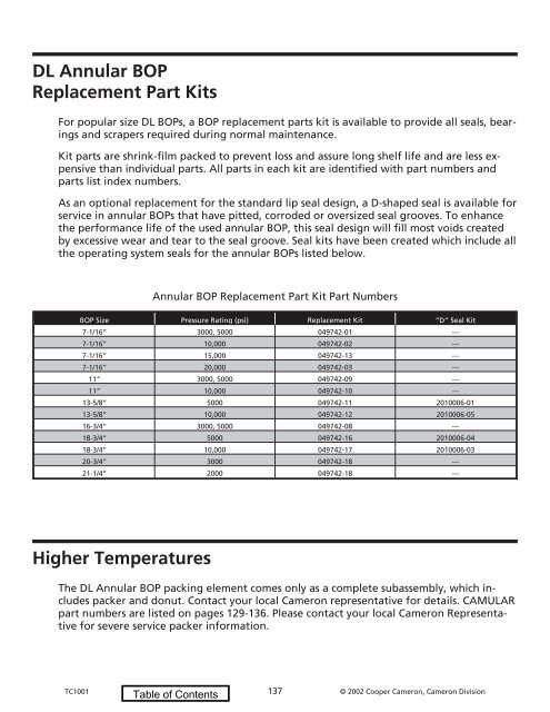 2002 Replacement Parts Catalog