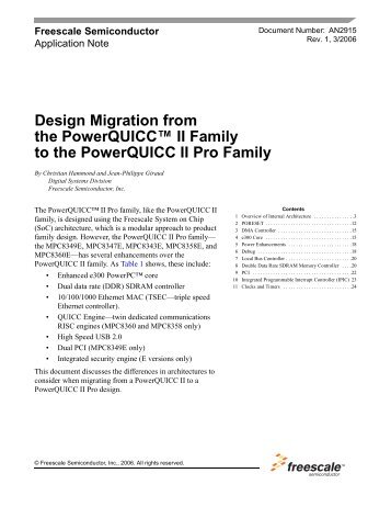 Design Migration from the PowerQUICC II Family to - Freescale ...